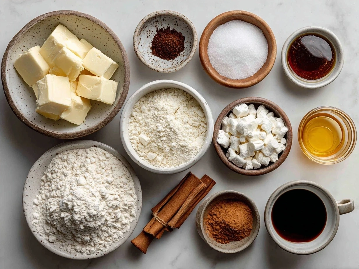 Ingredients for Apple Cider Cookies laid out neatly on a kitchen counter