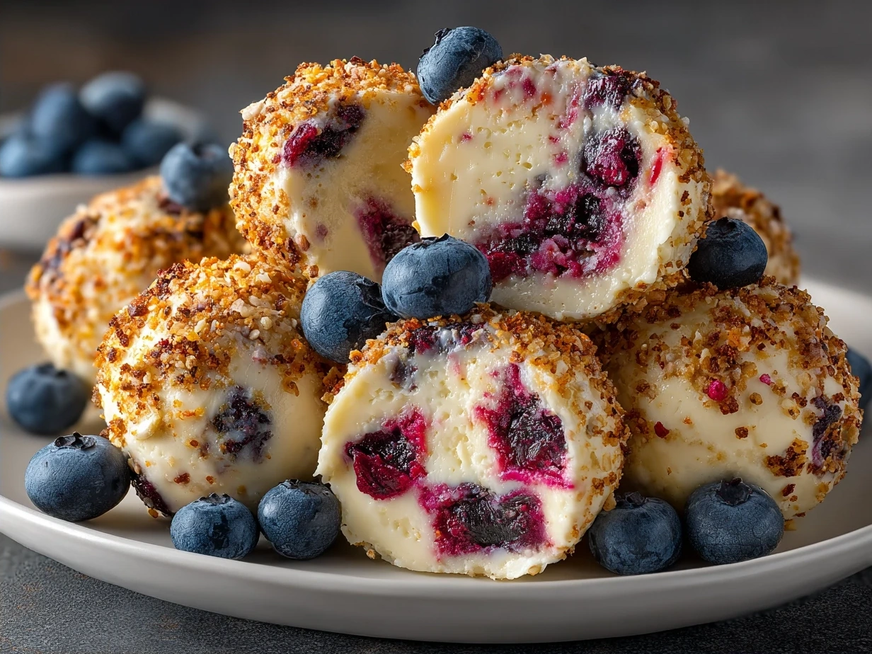 Finished Blueberry Cheesecake Protein Bites