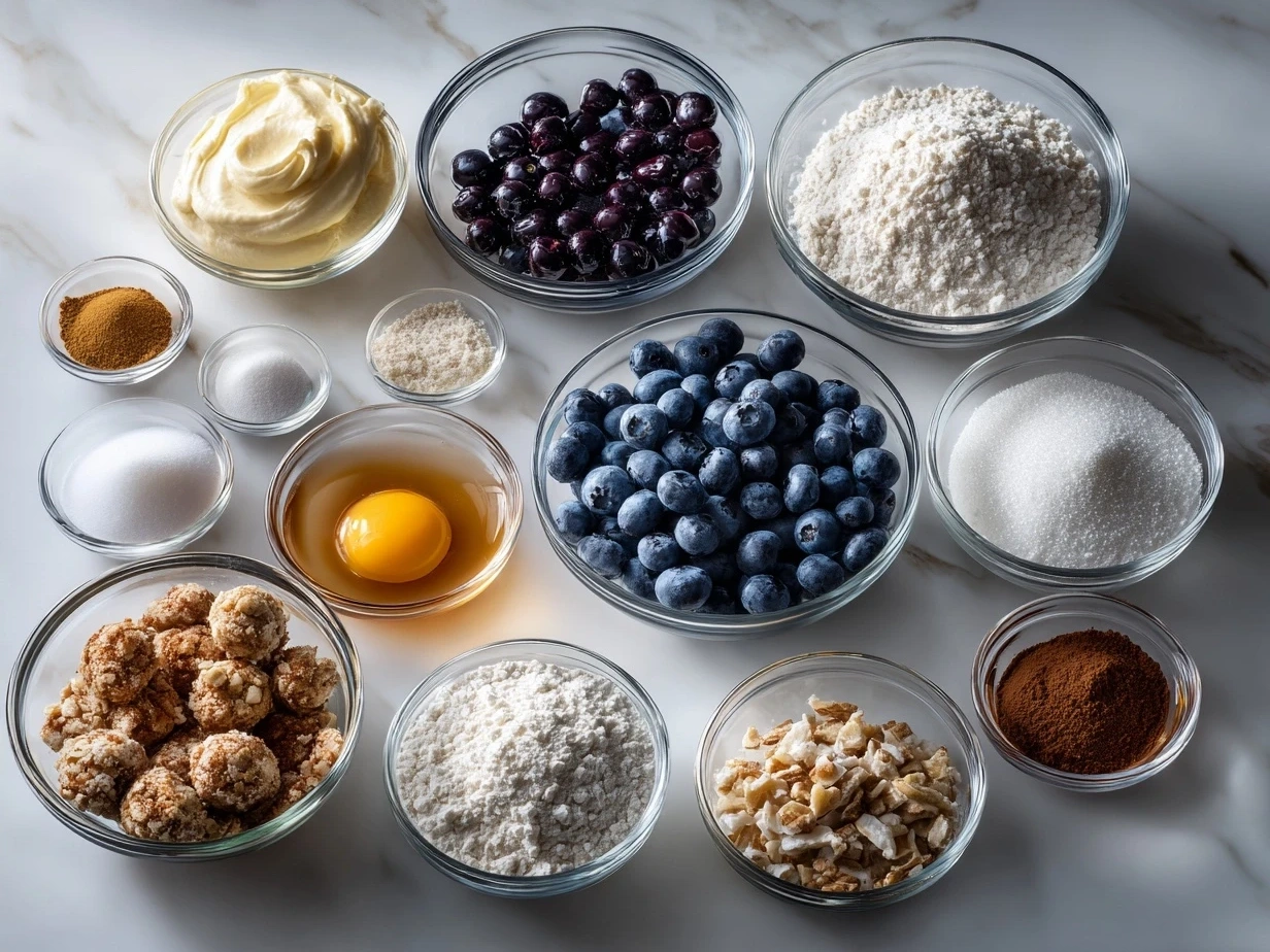 Ingredients for making Blueberry Cheesecake Protein Bites