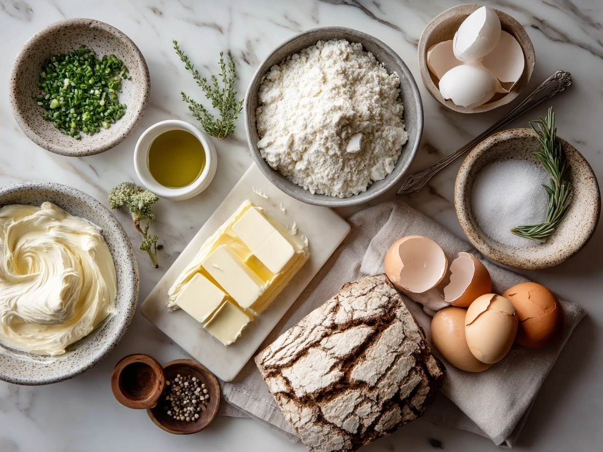 Ingredients for Buckeye Dip laid out on a kitchen counter