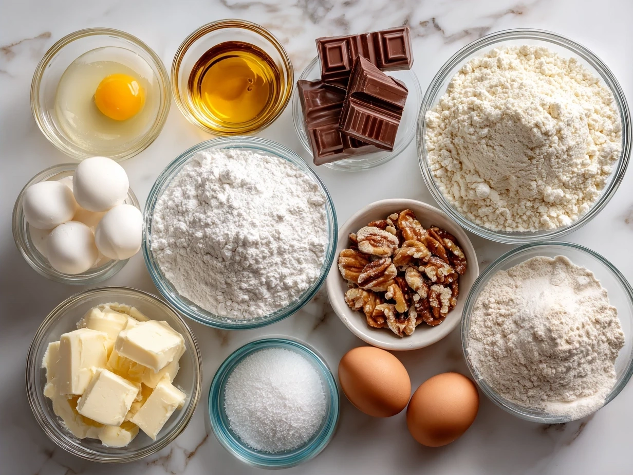 Ingredients for making Christmas Lights Cookies including flour, sugar, butter, eggs, and food coloring.