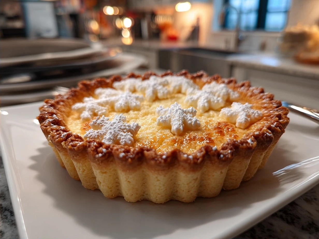 Finished Christmas Sugar Cookie Pie decorated with festive sprinkles.