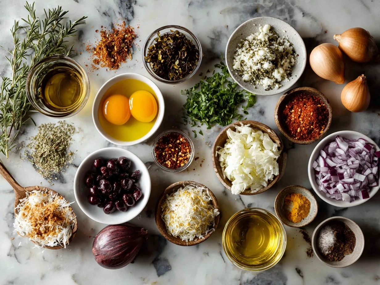 Fresh vegetables ingredients for Ciambotta including eggplants, zucchinis, peppers, tomatoes and garlic