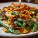 Close-up of delicious homemade green bean casserole