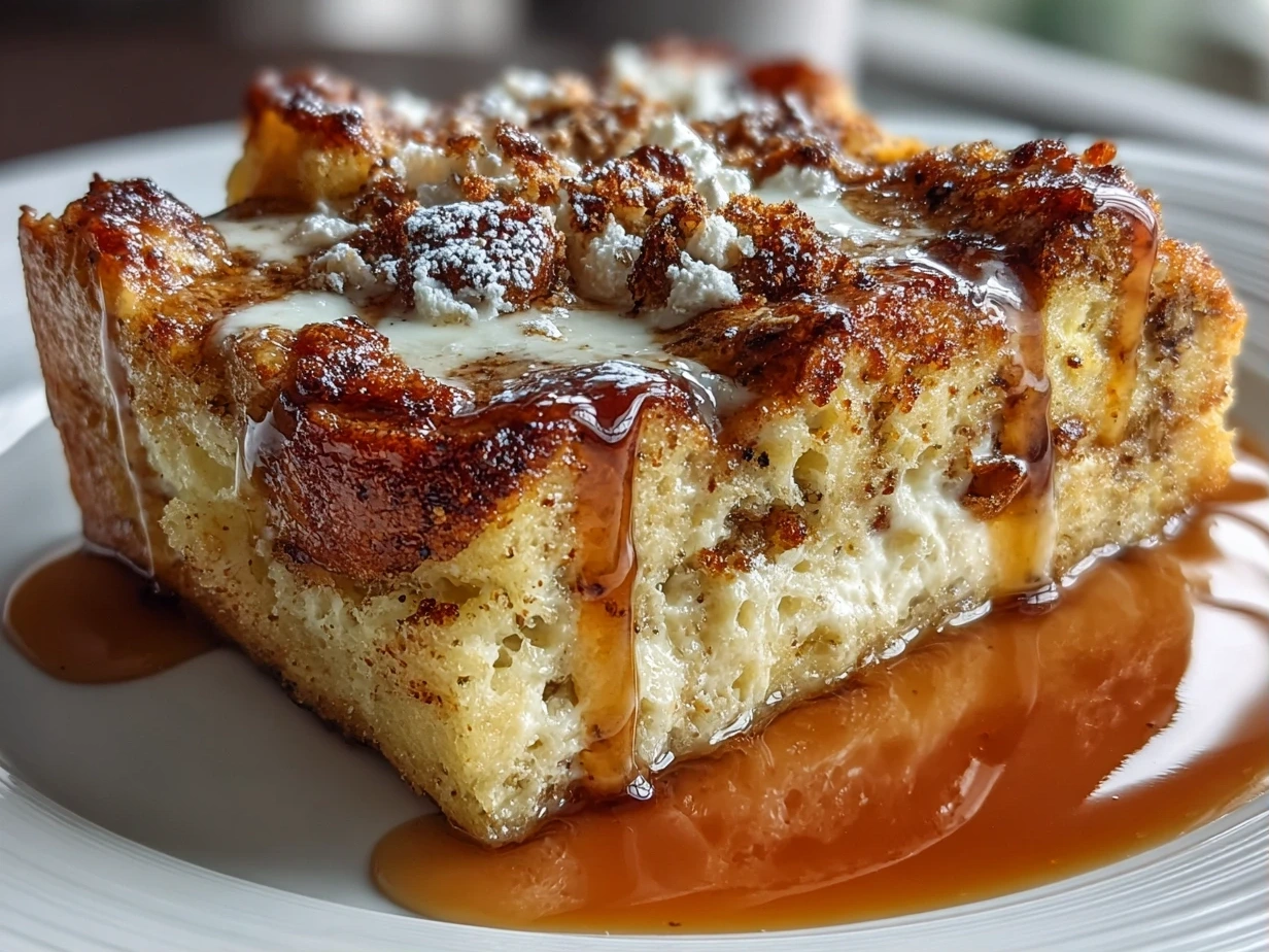 Close-up of French Toast Bake on white plate