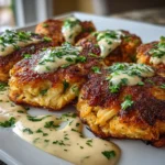 Close-up of freshly prepared Maryland Crab Cakes