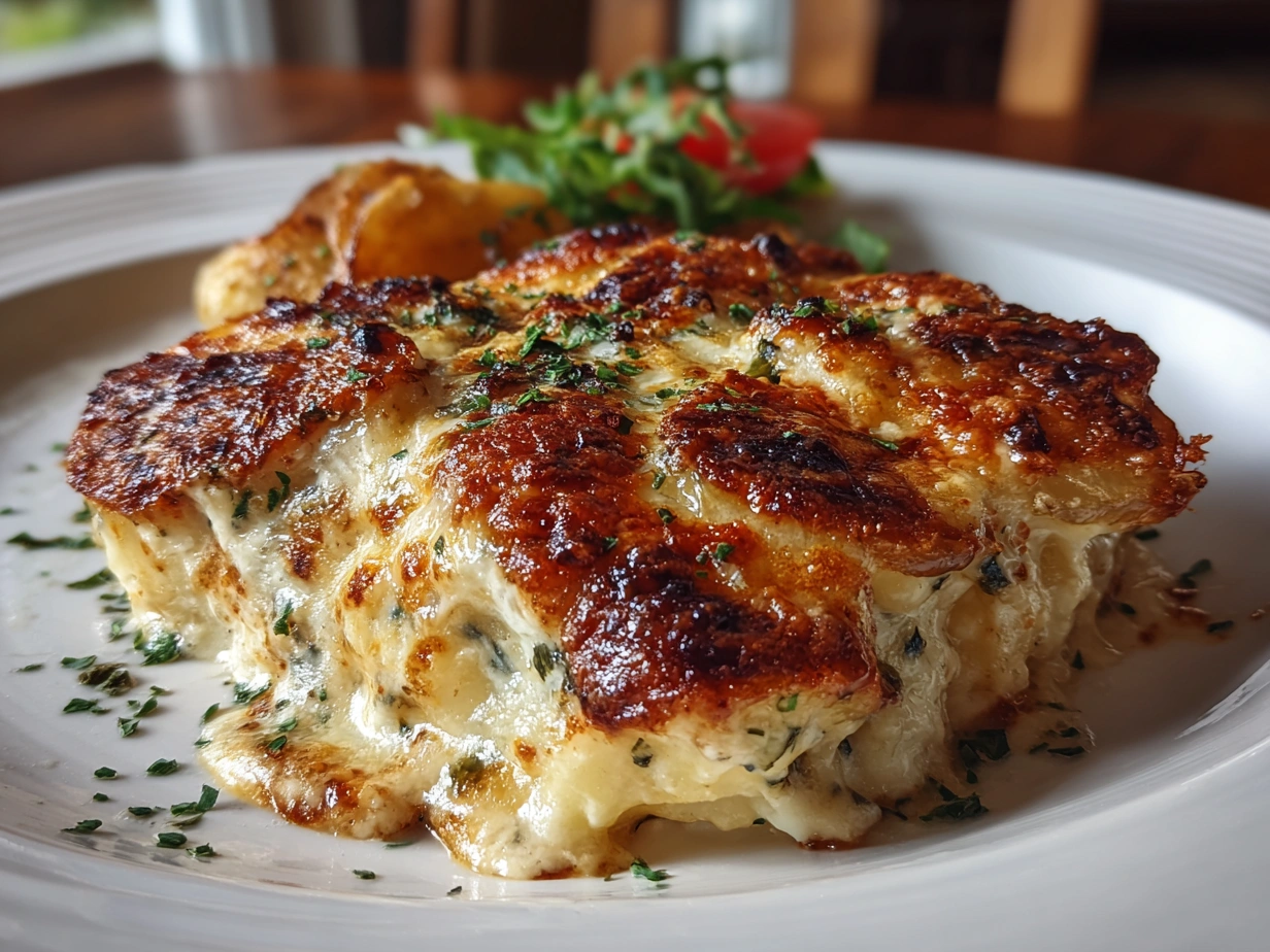 Close-up of homemade scalloped potatoes