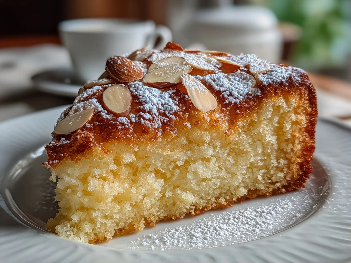 Close-up of White Almond Cake