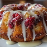 Close-up of White Chocolate Raspberry Bundt Cake