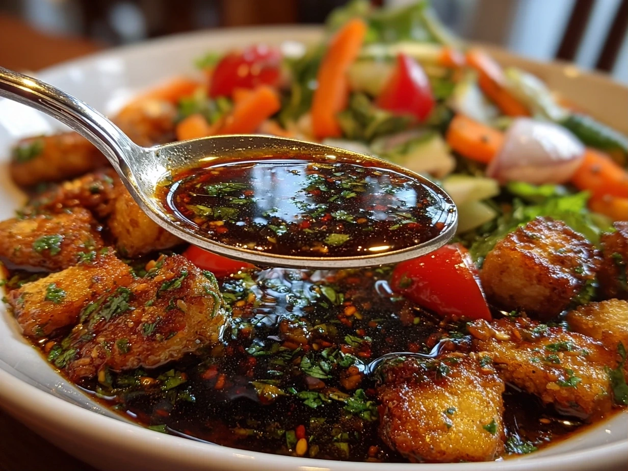 Finished homemade balsamic vinaigrette in a glass jar ready to serve
