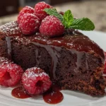Delicious Chocolate Raspberry Cake close-up
