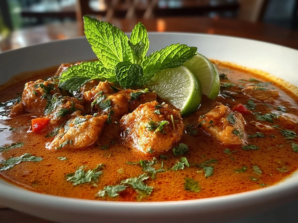 Delicious Plated Thai Red Curry Chicken