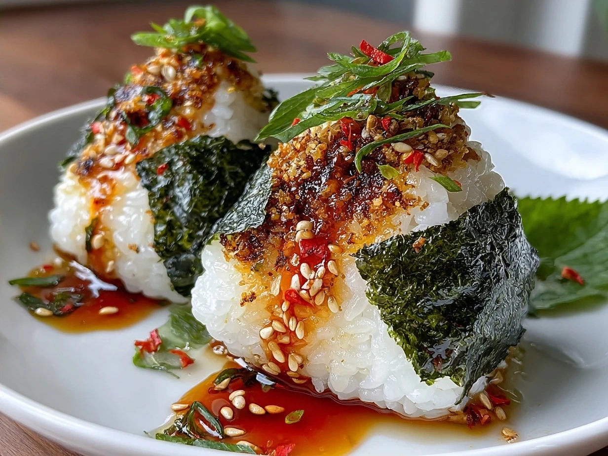 Finished Easy Yaki Onigiri with a golden caramelized crust