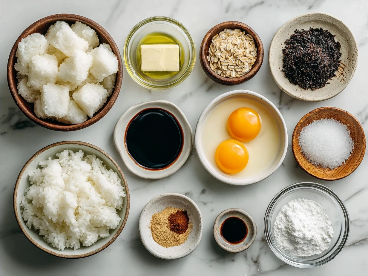Ingredients for Easy Yaki Onigiri laid out