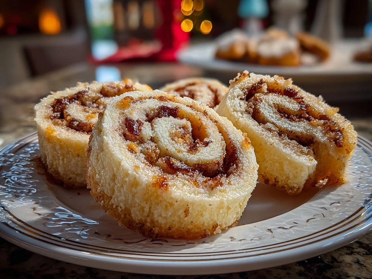 Close-up of finished Christmas Pinwheel Cookies showing spiral patterns and festive colors