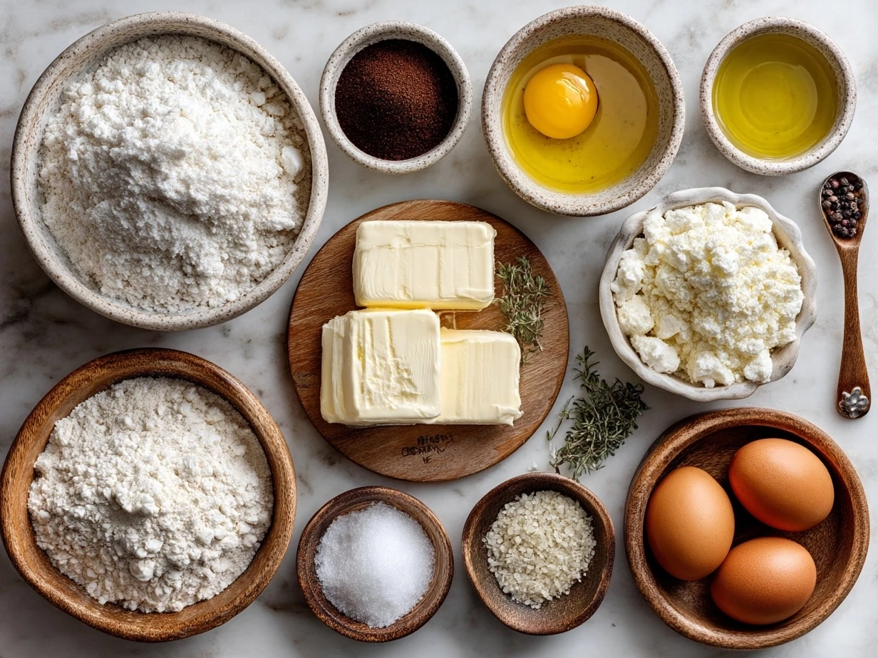 Ingredients for French toast sticks including thick-cut bread, eggs, milk, cinnamon, and vanilla