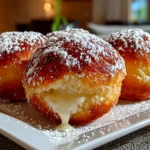 Freshly prepared Bomboloni alla Crema on a white plate