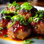 Homemade Mongolian Meatballs fresh on white plate
