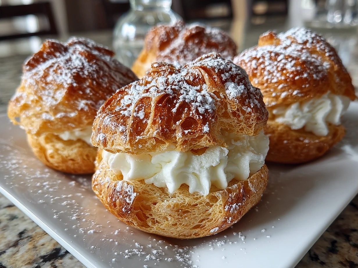 Finished Homemade Cream Puffs served on a platter ready for family