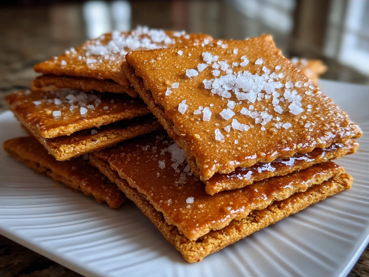 Golden brown homemade graham crackers cooling on a wire rack.