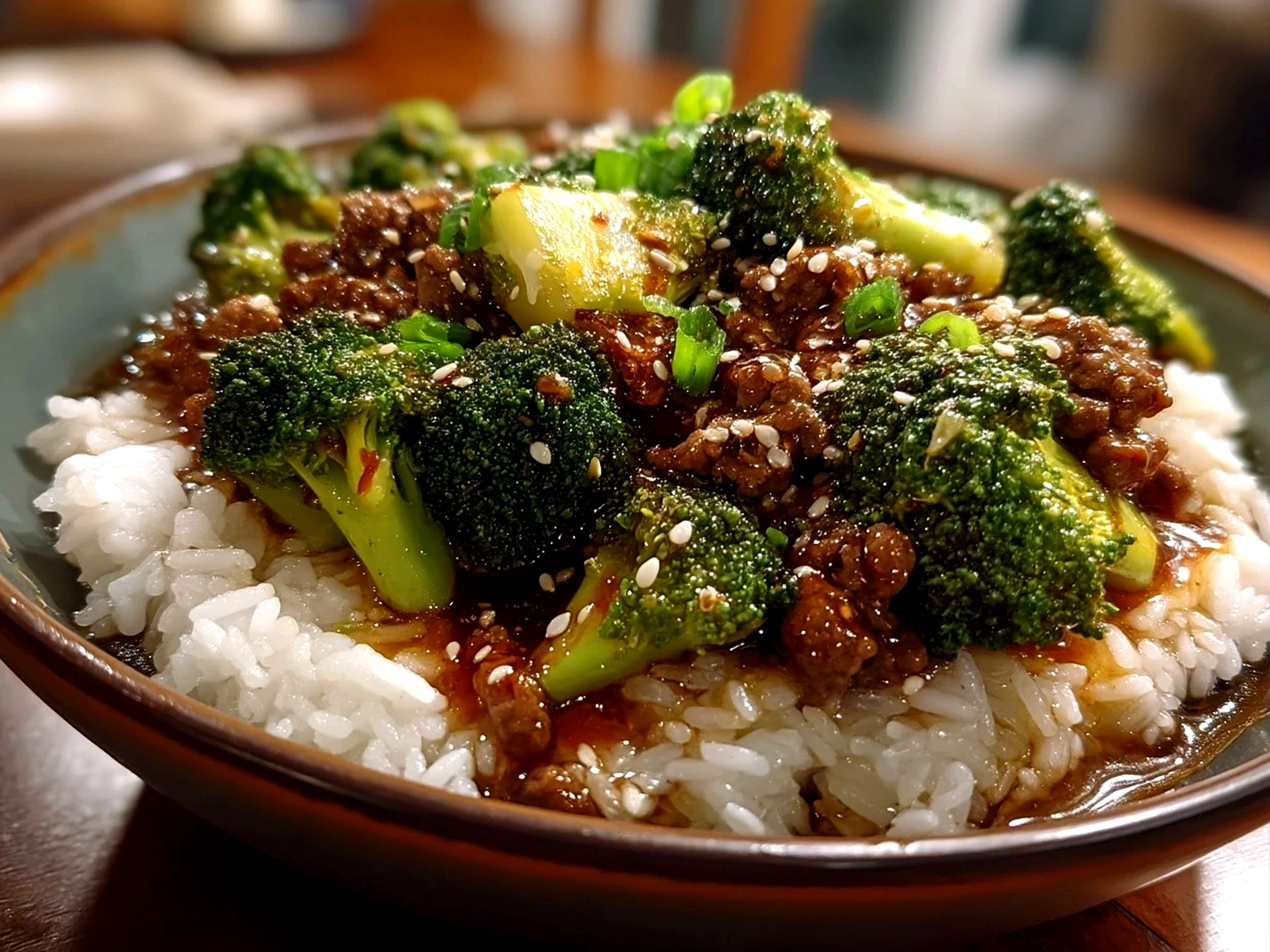 Honey Garlic Ground Beef and Broccoli Stir-Fry served on a plate