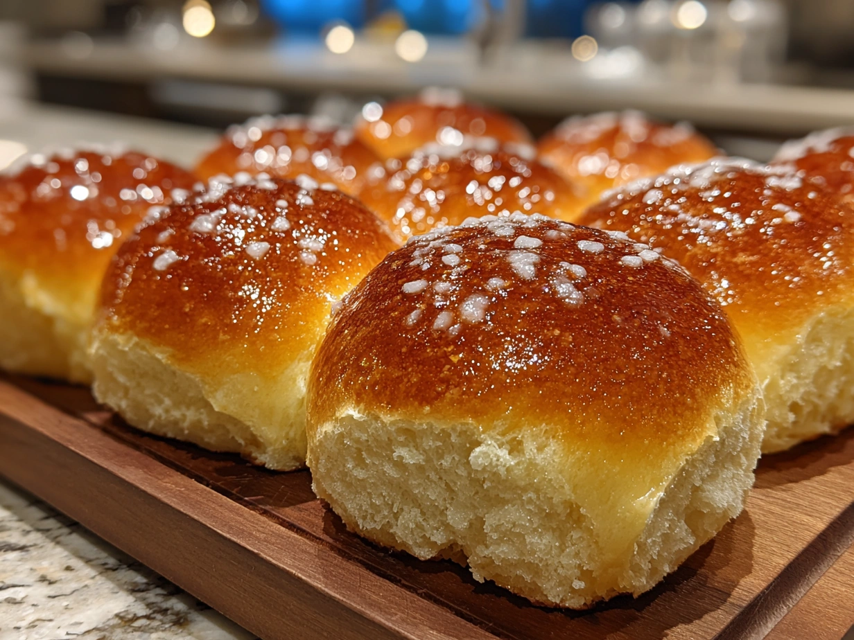 Finished Japanese Milk Bread Rolls fresh and golden, ready to enjoy