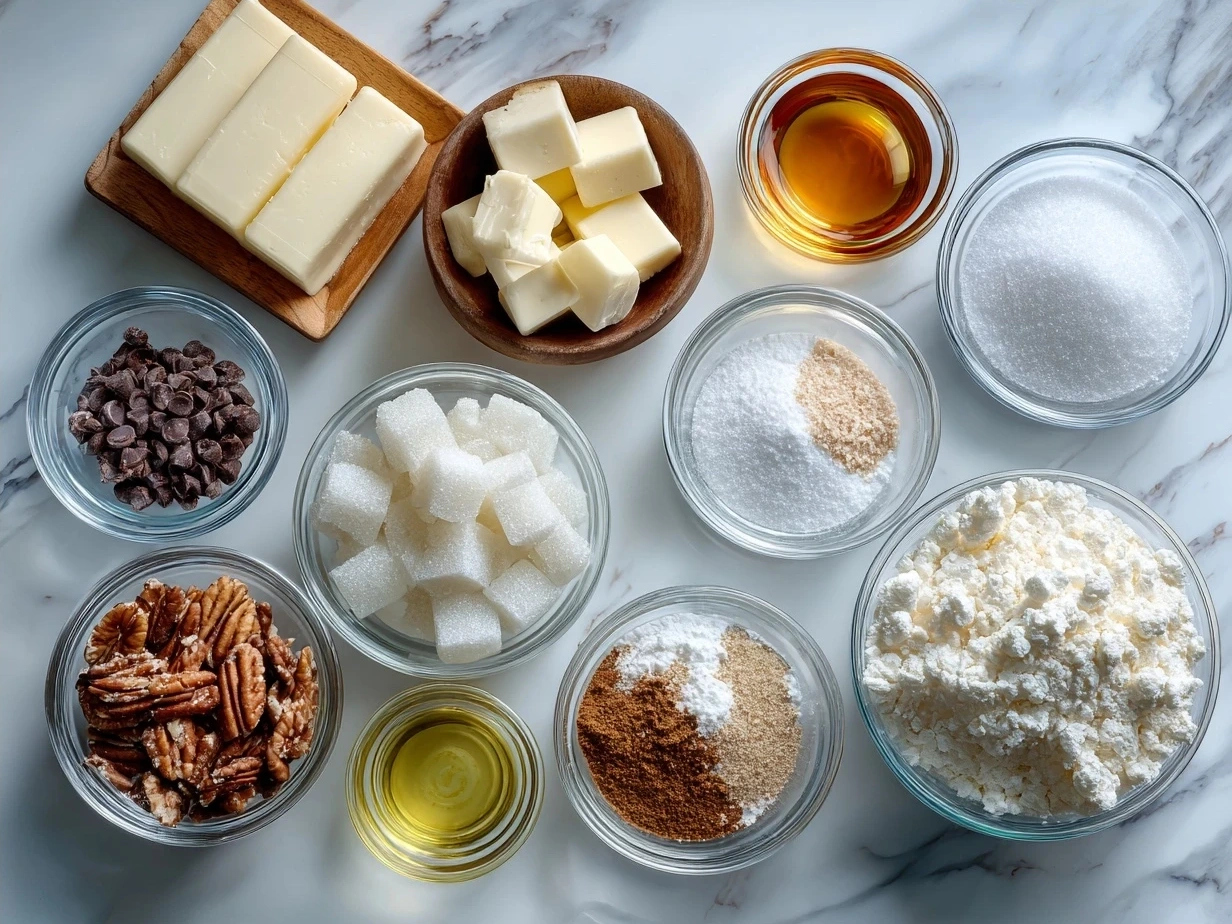Ingredients for Magic Candy recipe including sugar, butter, cream, and spices