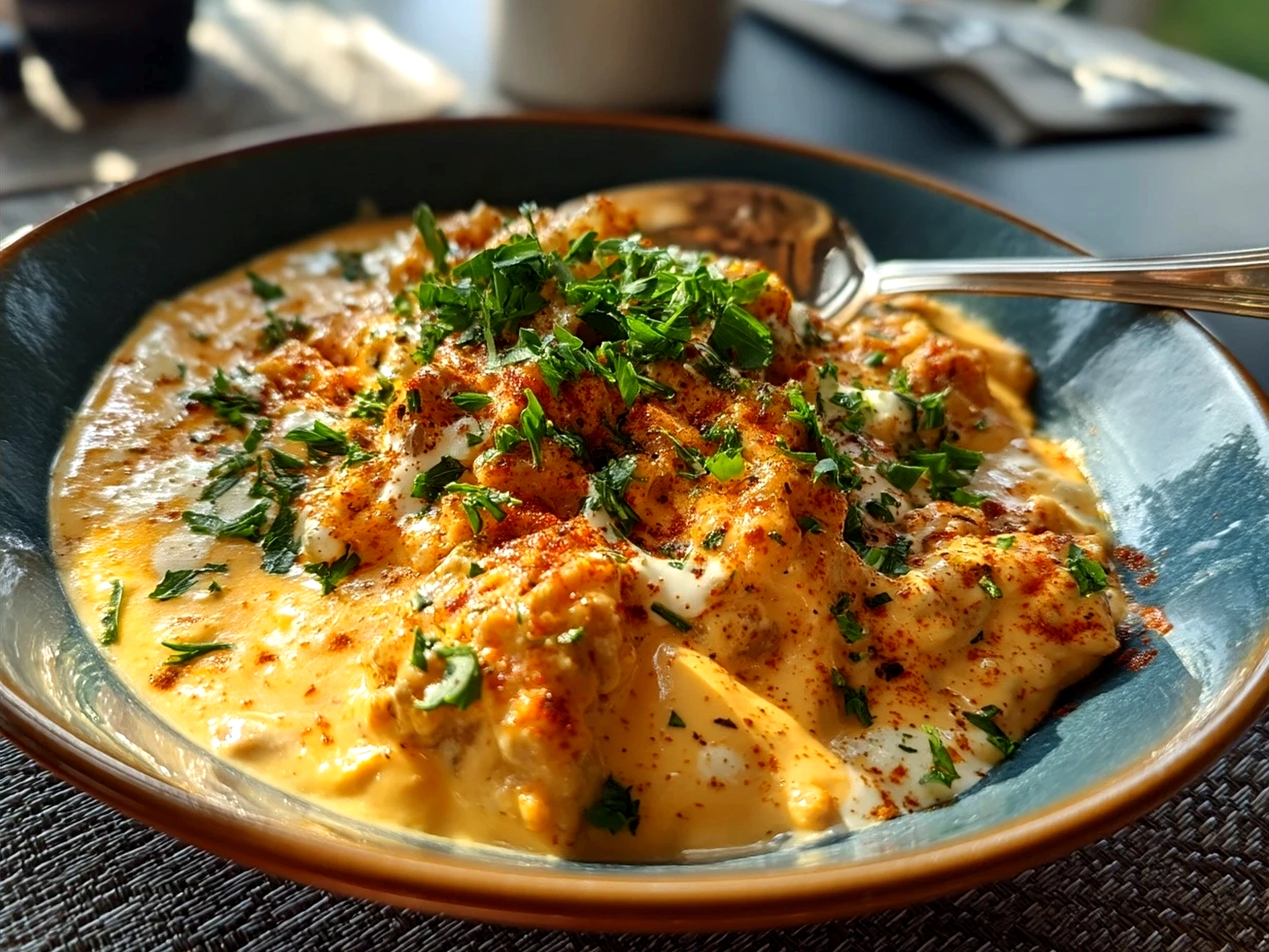 Creamy homemade nacho cheese sauce served with tortilla chips