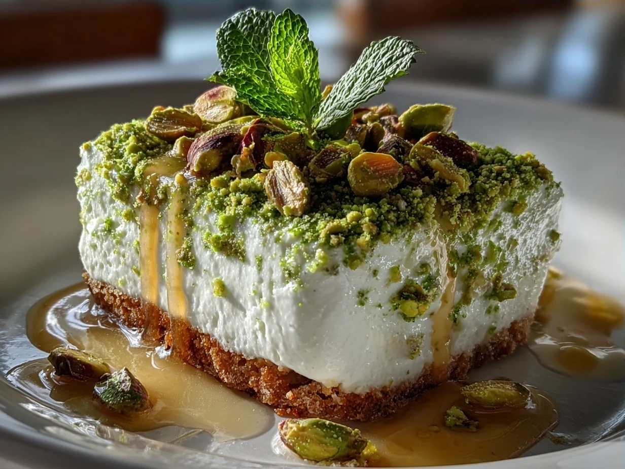 Final Pistachio Lush Dessert with creamy layers, chopped pistachios, and smooth topping served in a glass dish