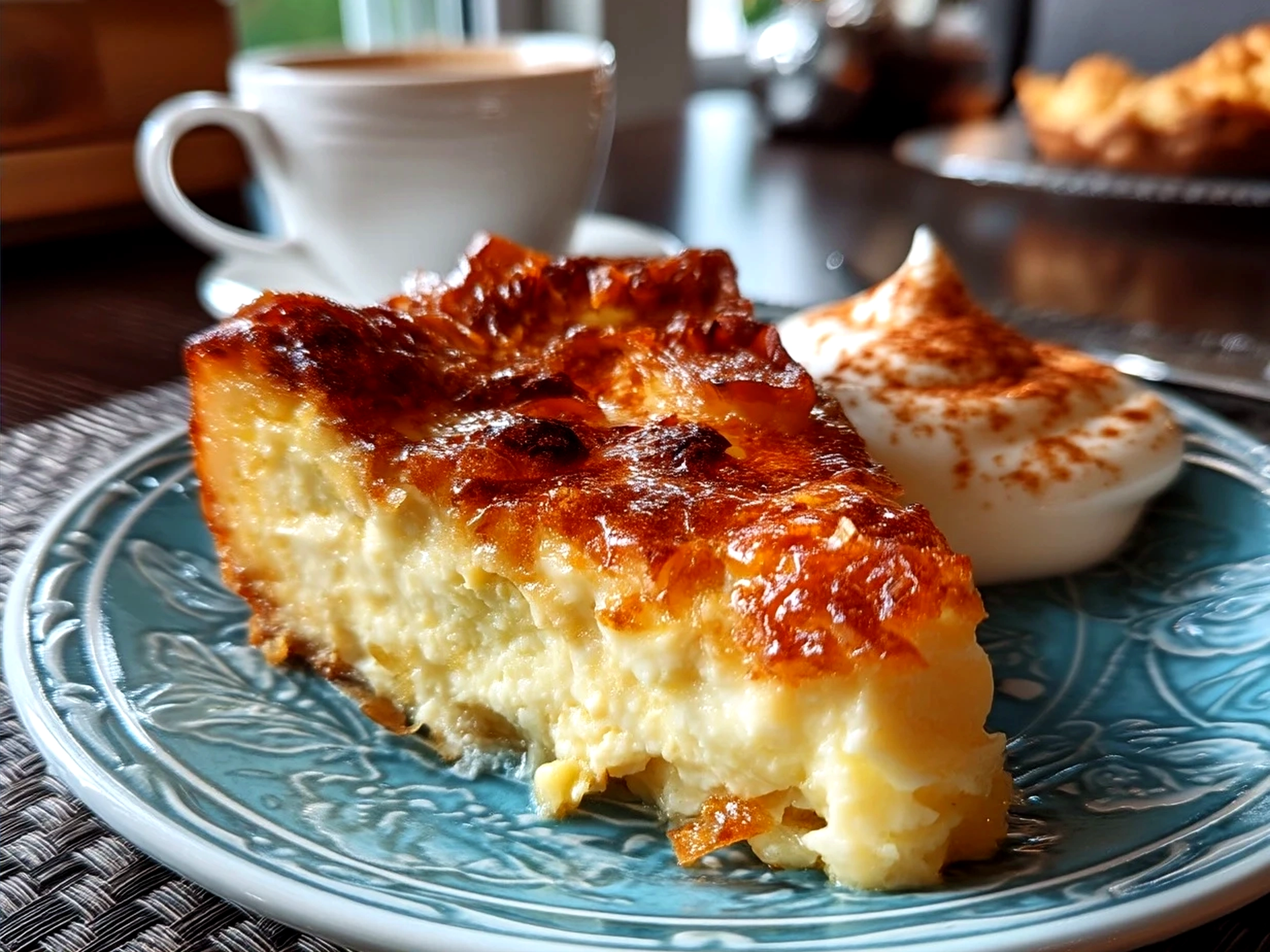 Sliced Polish Sernik served with fresh berries