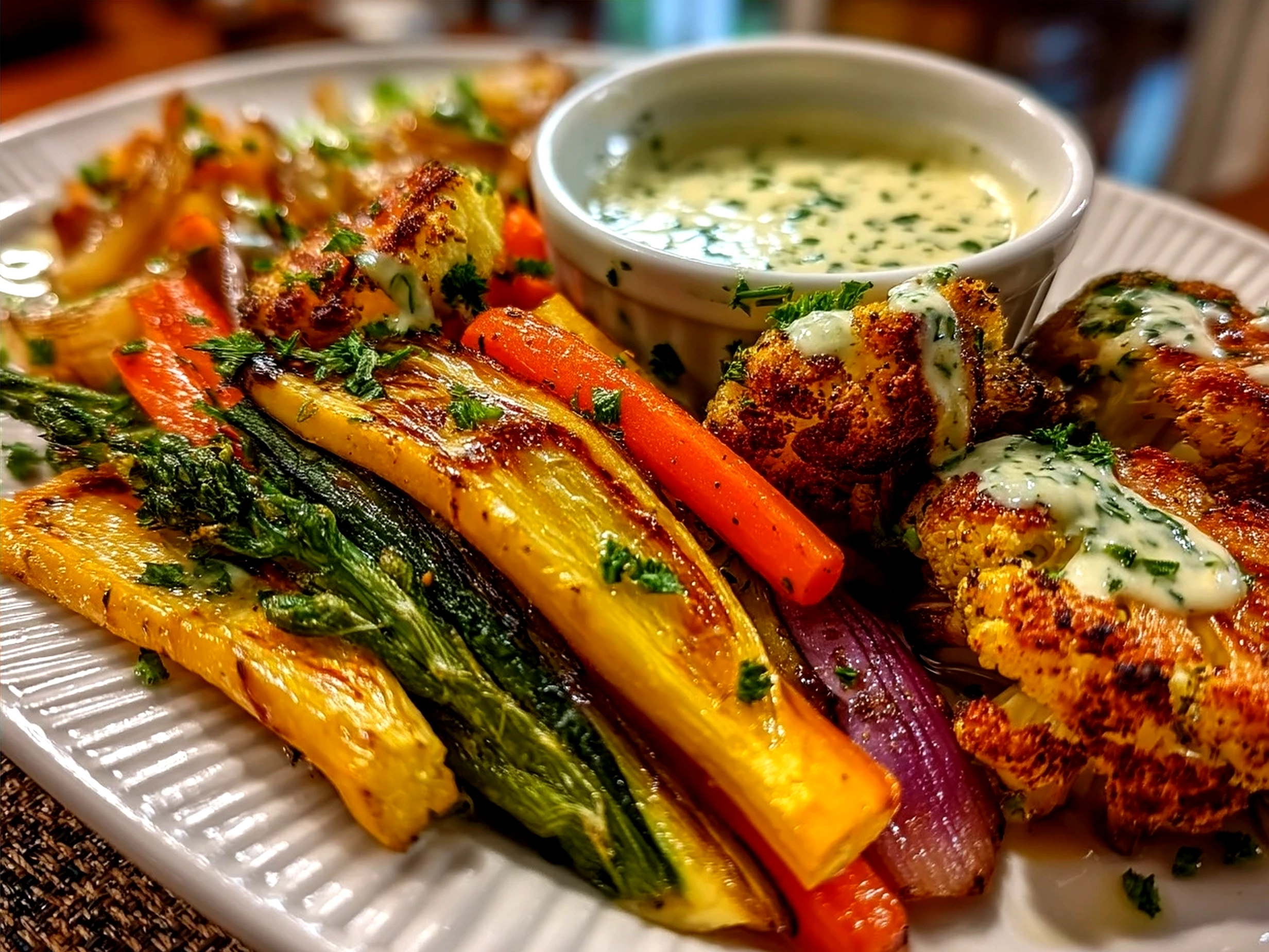 Fresh homemade ranch dressing served with fresh vegetables and snacks