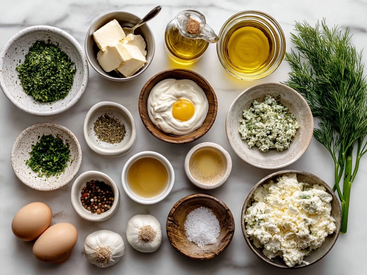 Ingredients for homemade ranch dressing including buttermilk, mayonnaise, sour cream, and herbs