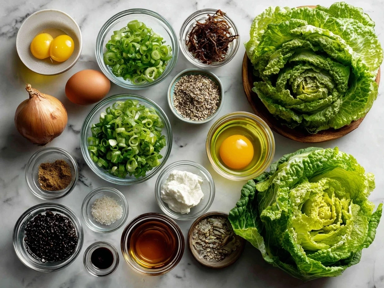 Fresh ingredients for making delicious mustard greens