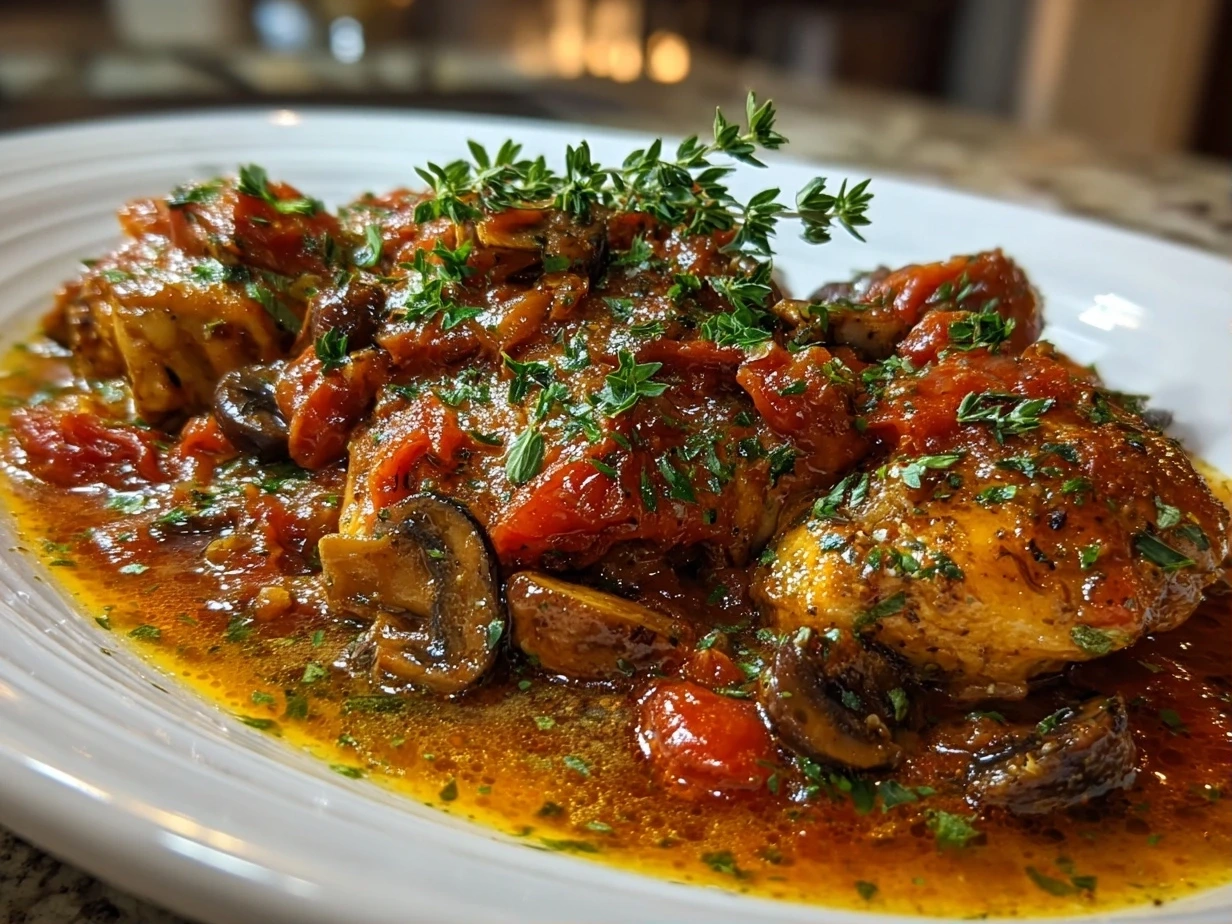 Slow Cooker Chicken Cacciatore Ready to Serve