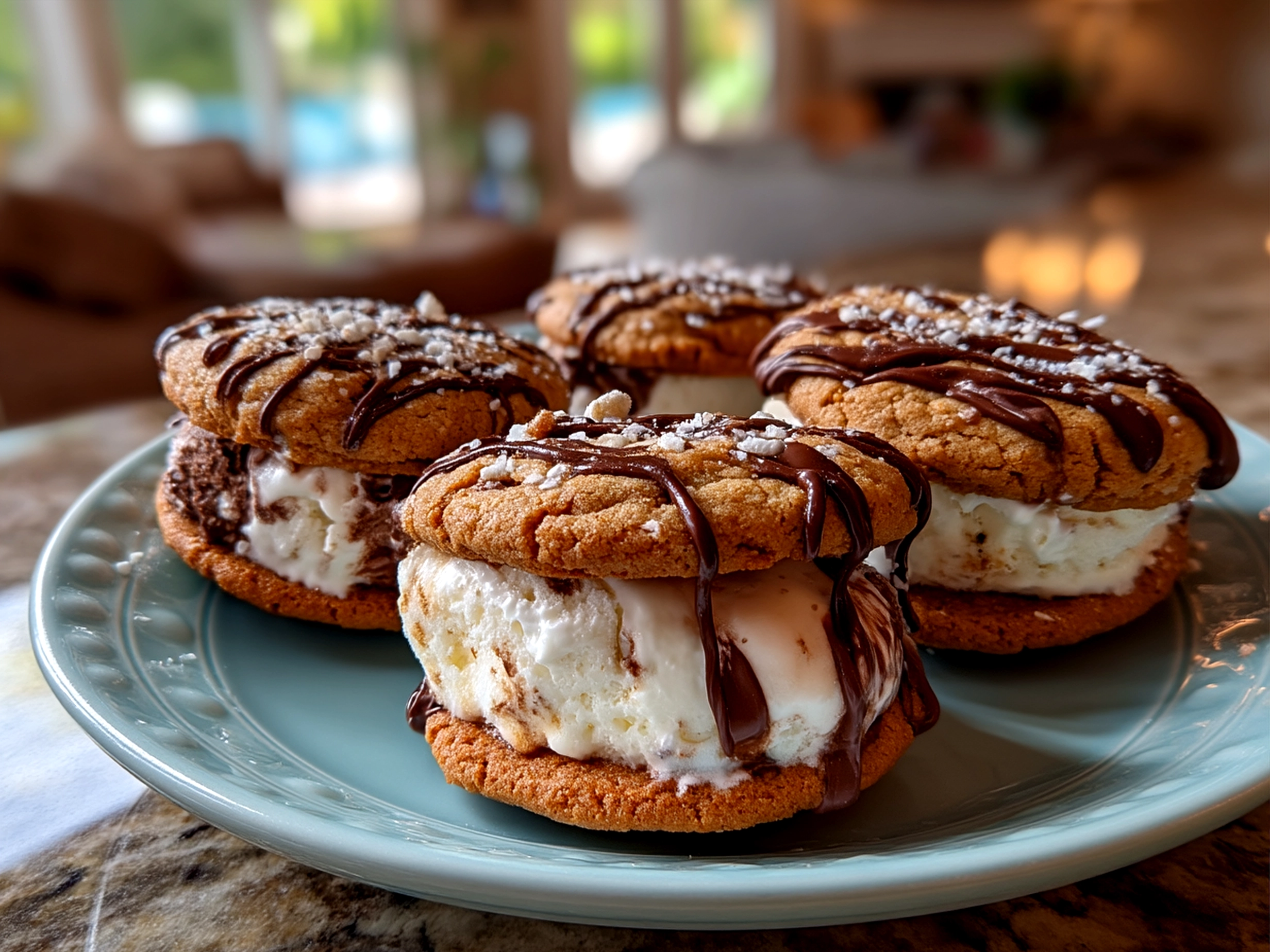 Finished Basketball Ice Cream Cookie Sandwiches ready to serve and enjoy