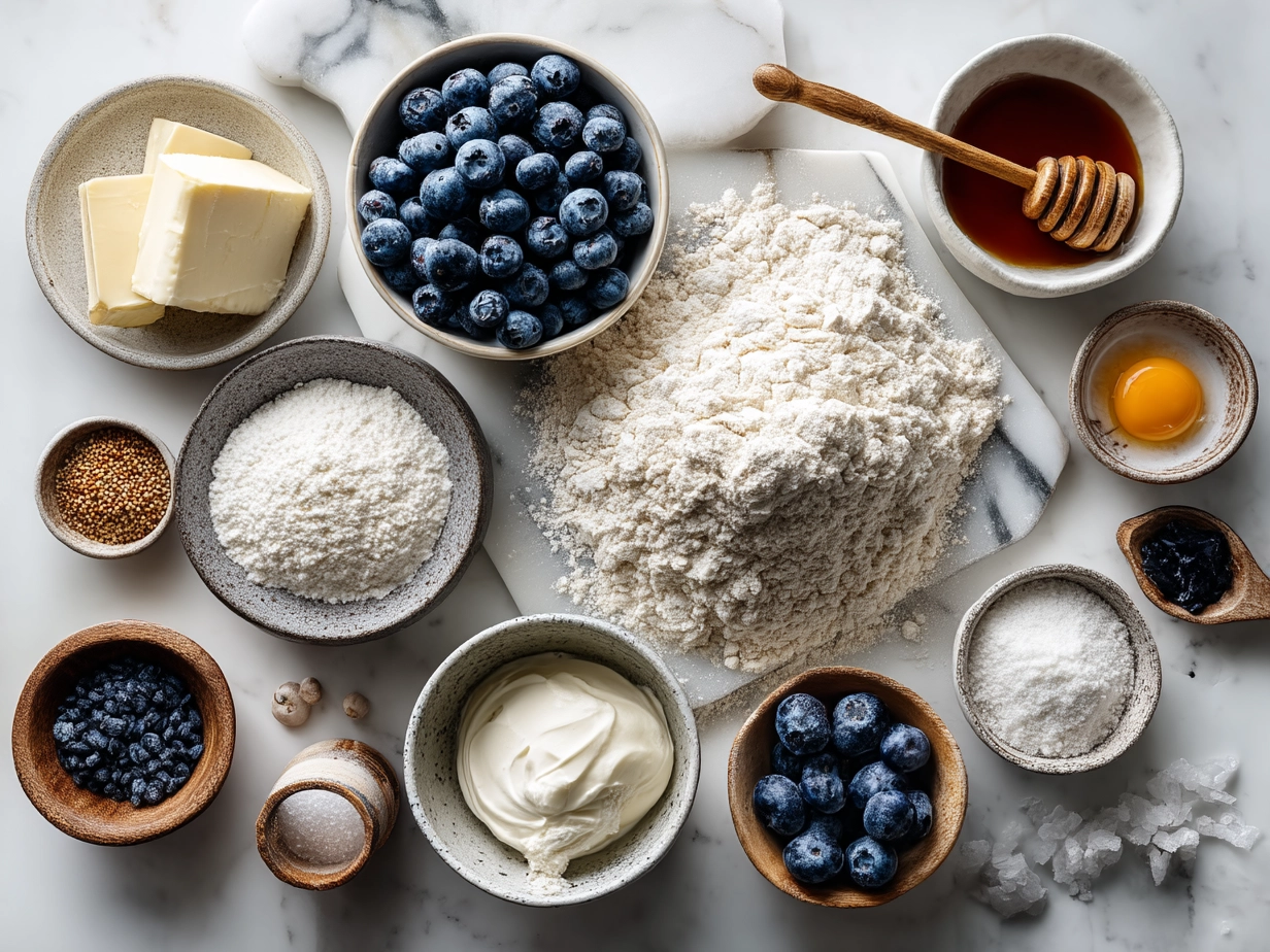 Ingredients for Blueberry Cheesecake Danish Sourdough Focaccia