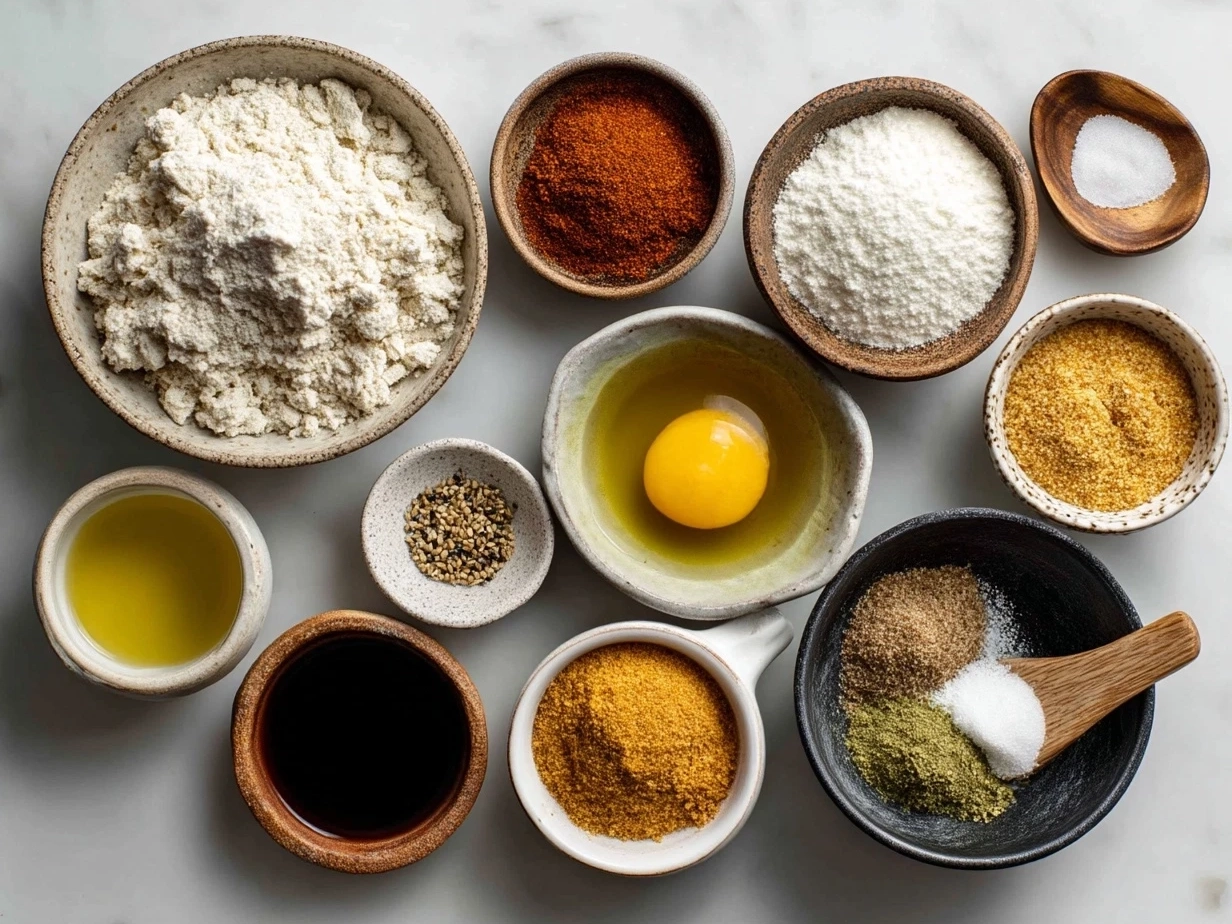 Ingredients for Cajun Sausage Pasta including sausage, peppers, cream, and spices