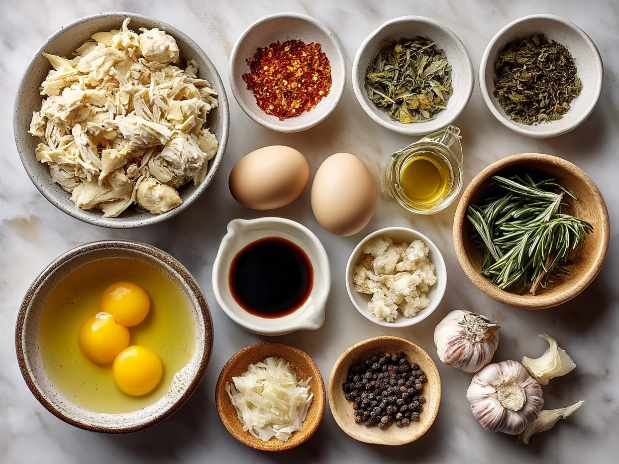 Ingredients for Chick Fil A Chicken Noodle Soup including chicken broth, noodles, vegetables, and spices