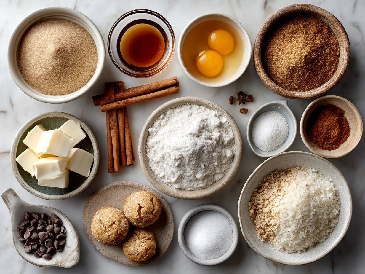 Ingredients for Cinnamon Sugar Blondies laid out on a kitchen countertop