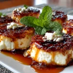 Close-up of freshly prepared Honey-Drizzled Goat Cheese Bites