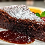 Comforting homemade gooey chocolate cake close-up