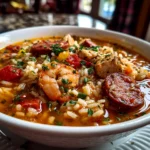 Comforting homemade spicy jambalaya soup