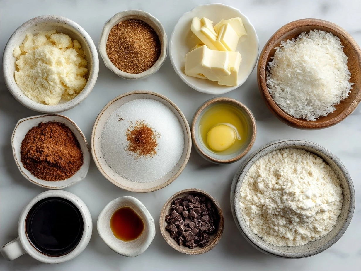 Ingredients for Creme Brulee Cookies laid out neatly