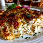 Delicious homemade Chicken Cordon Bleu Casserole ready to serve