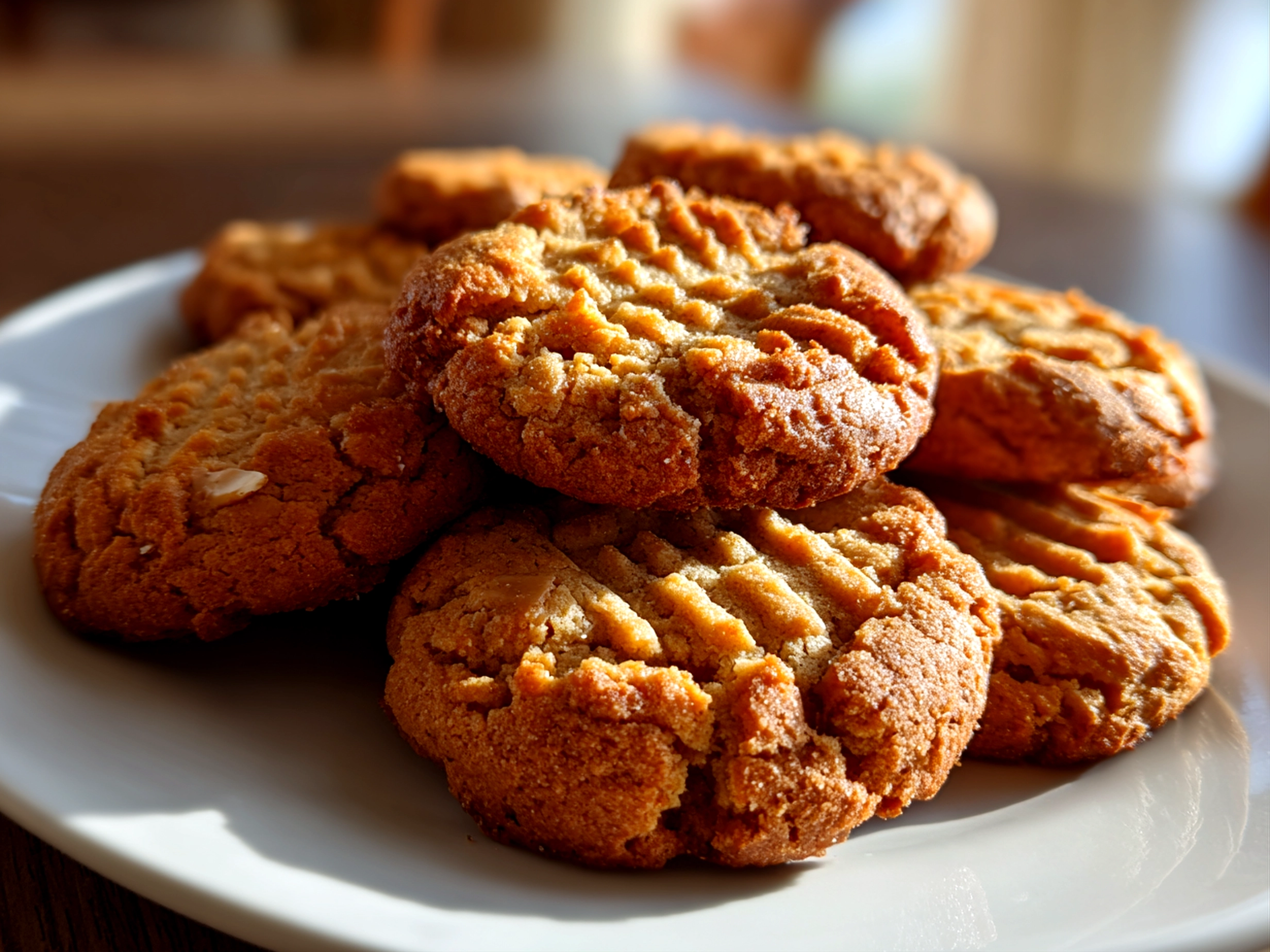 delicious peanut butter cookies on white plate