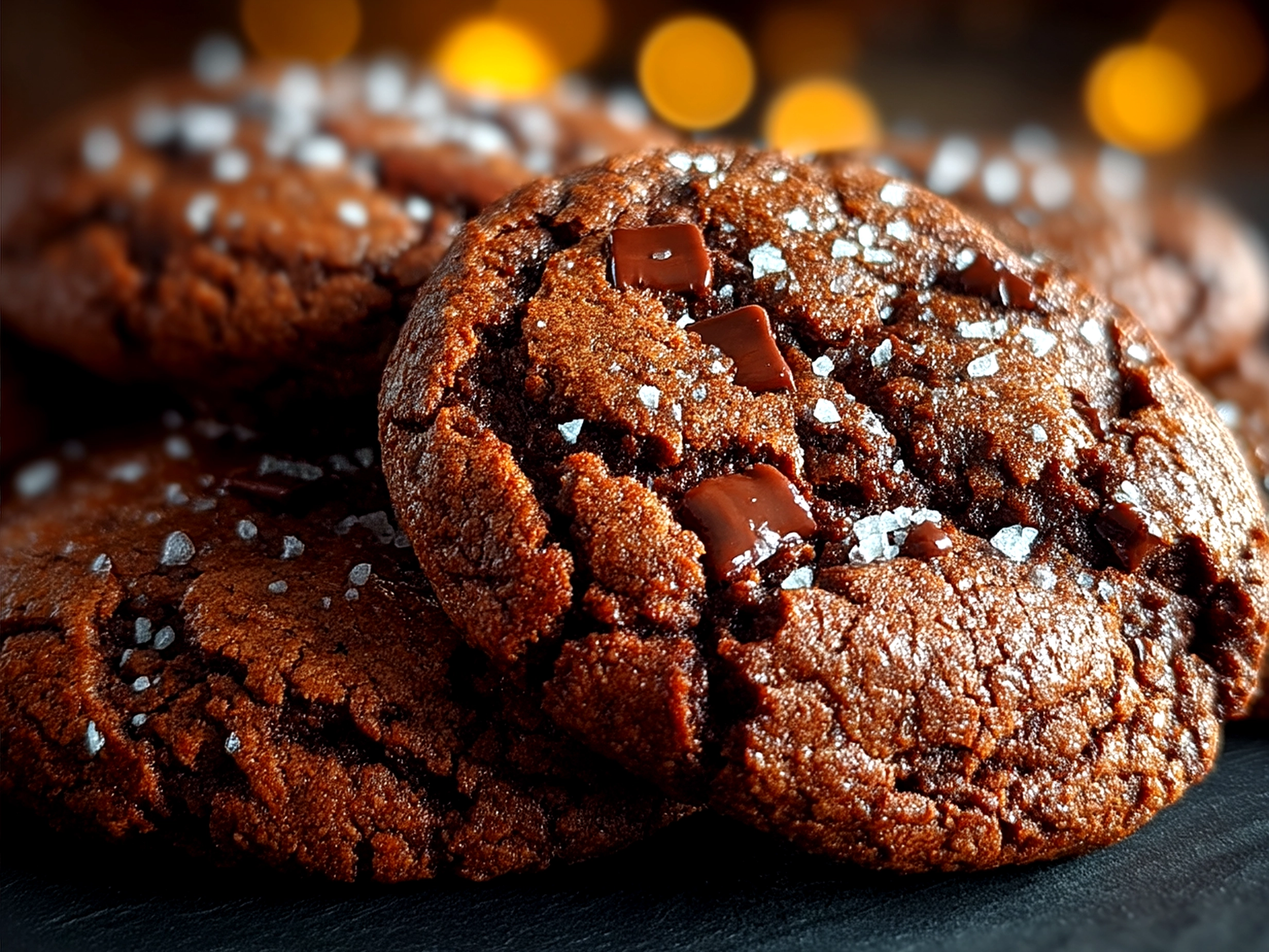 Serving suggestion of Double Chocolate Sourdough Cookies paired with vanilla ice cream