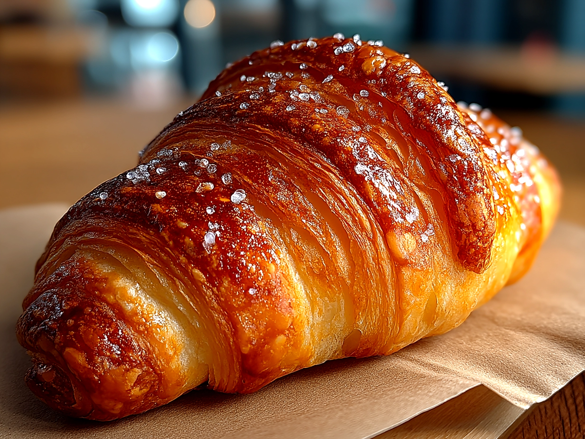 Freshly baked French Croissants served for breakfast