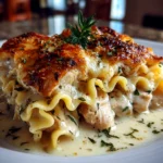 Freshly prepared Chicken Alfredo Lasagna Soup served warm