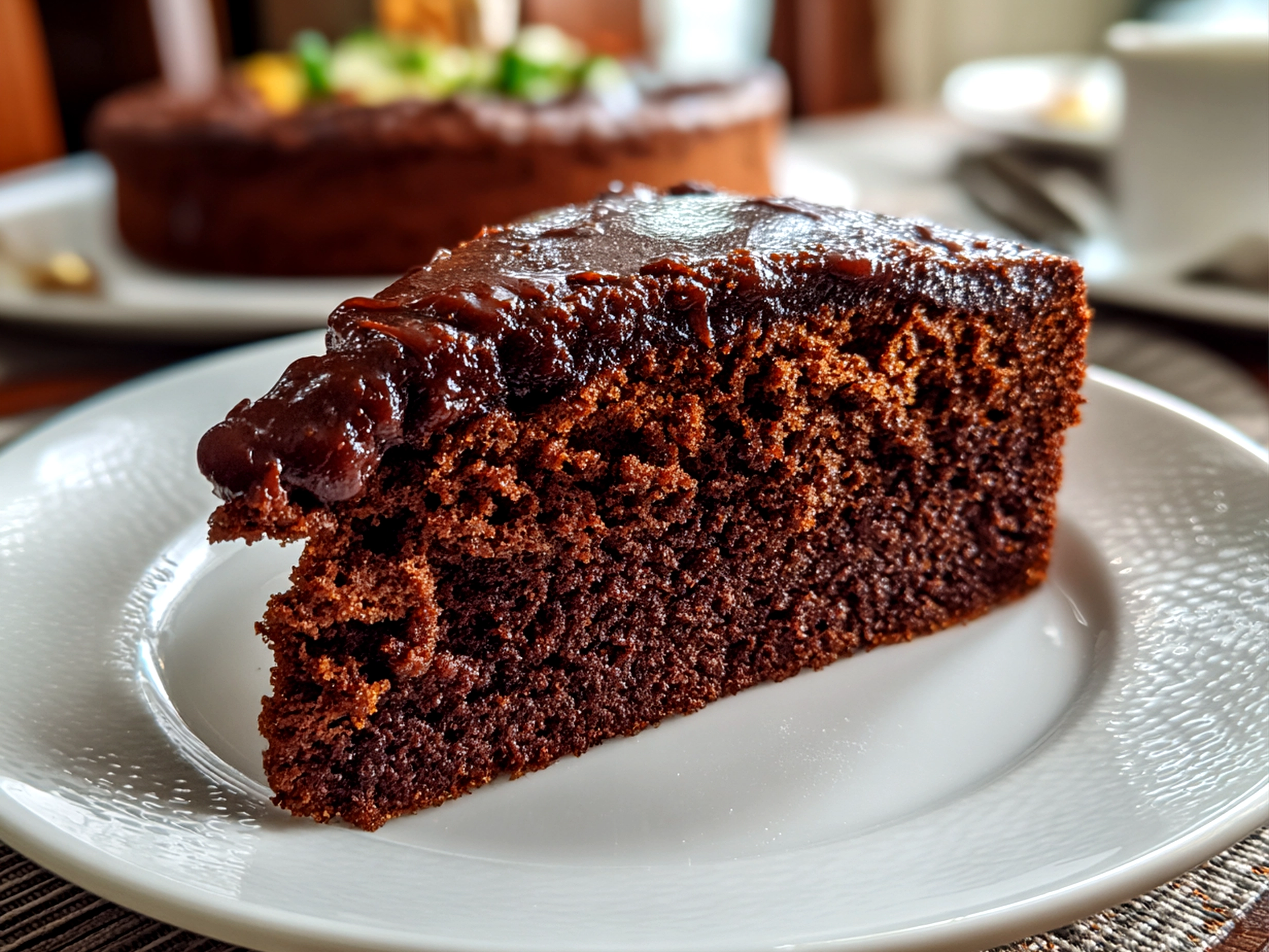 Freshly prepared chocolate cake close-up