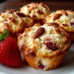 Freshly prepared keto strawberry muffins with almond flour